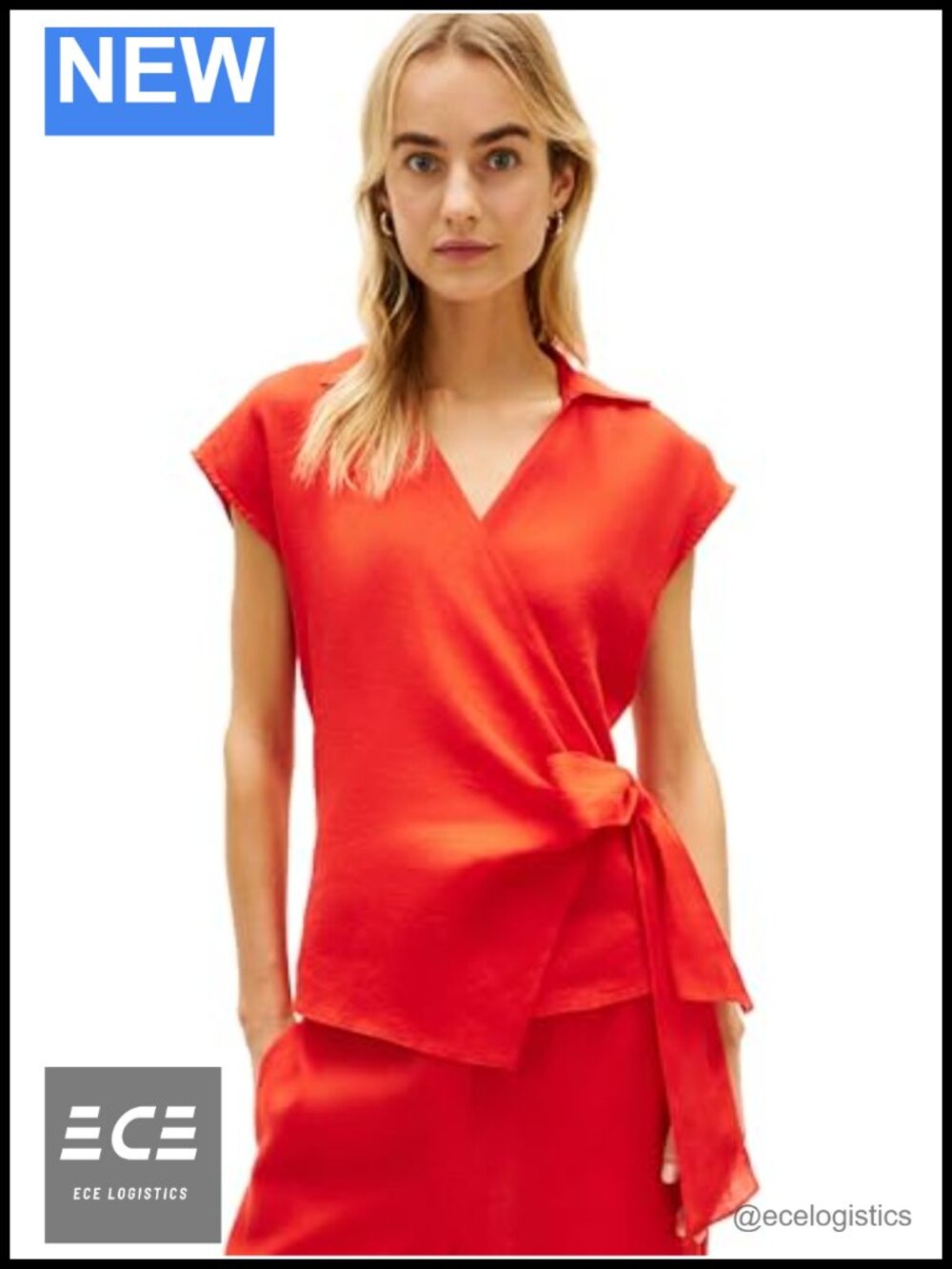Sleeveless Linen Wrap Shirt with Tie Front